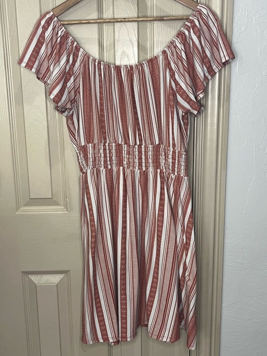 Derek Heart Women's Dress Striped w/ Sweetheart Neck, Boho, Cottagecore, Large - Picture 3 of 5